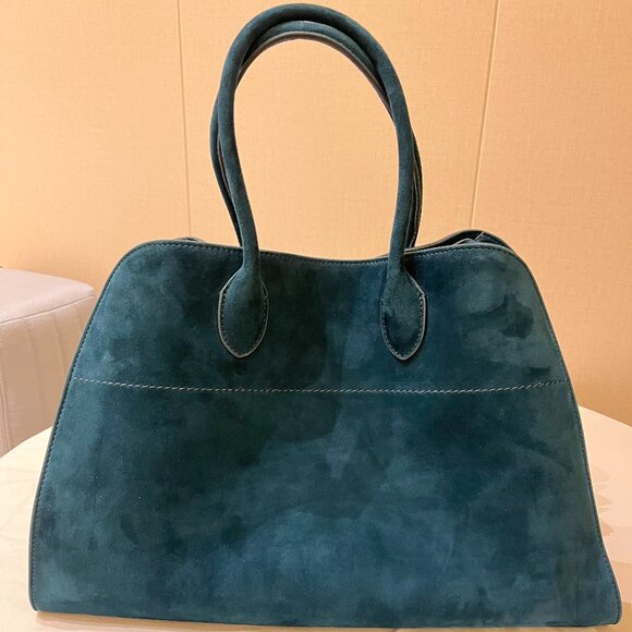 The Row Handbags - The Row Margaux Tote Leather 15 Emerald Green